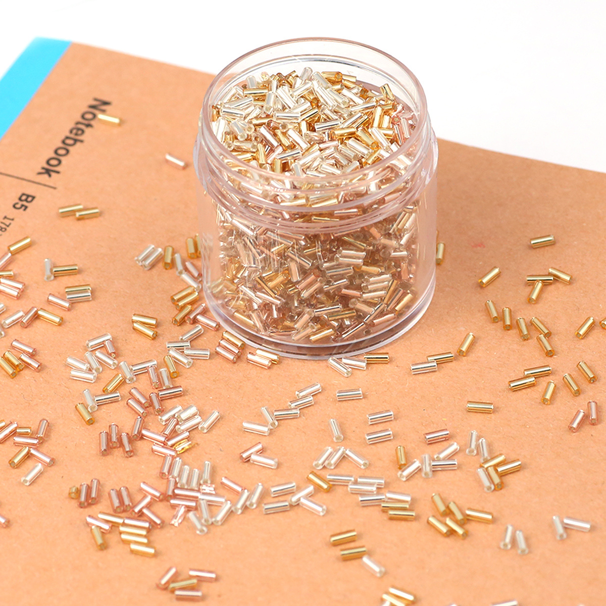 5mm Rose Golden Cylindrical Glass Beads for Jewelry Making